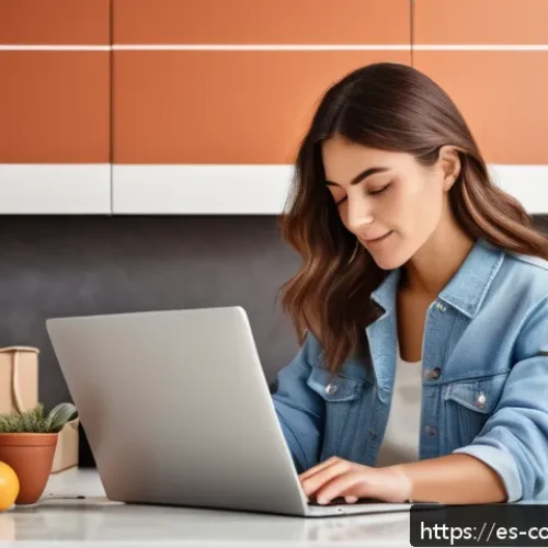 Home 31 AI 기반 전자상거래 추천 시스템 - A modern Spanish online shopping scene showing a young adult woman browsing a sleek e-commerce websi...